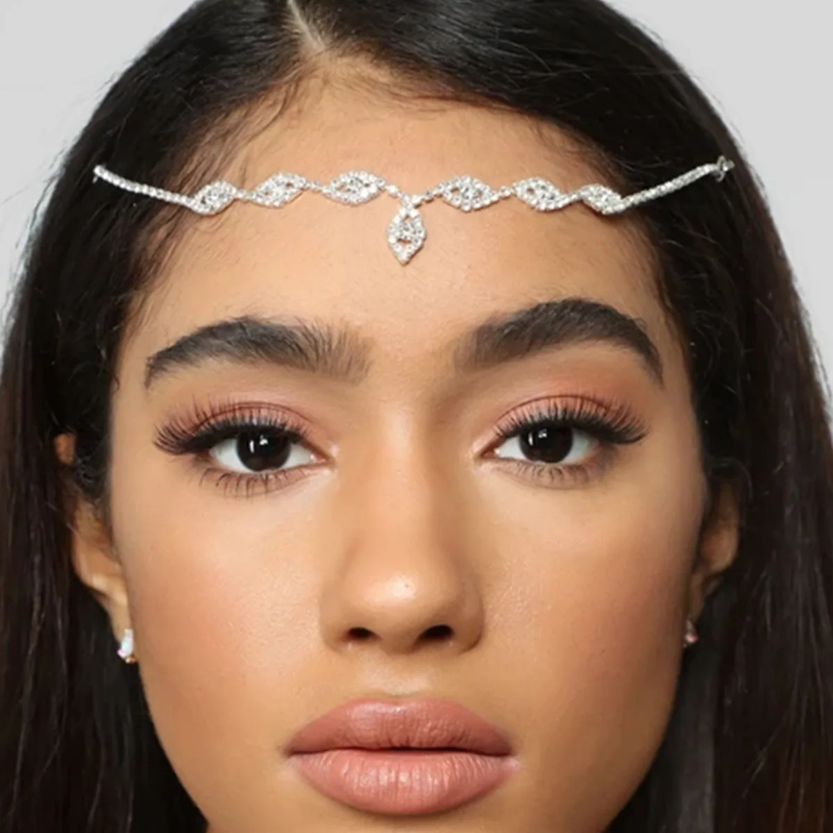 

Свадебные украшения для невесты, аксессуары для волос, цепочка на лоб с листьями, головной убор, модный головной убор, женский винтажный головной убор со стразами, глаз