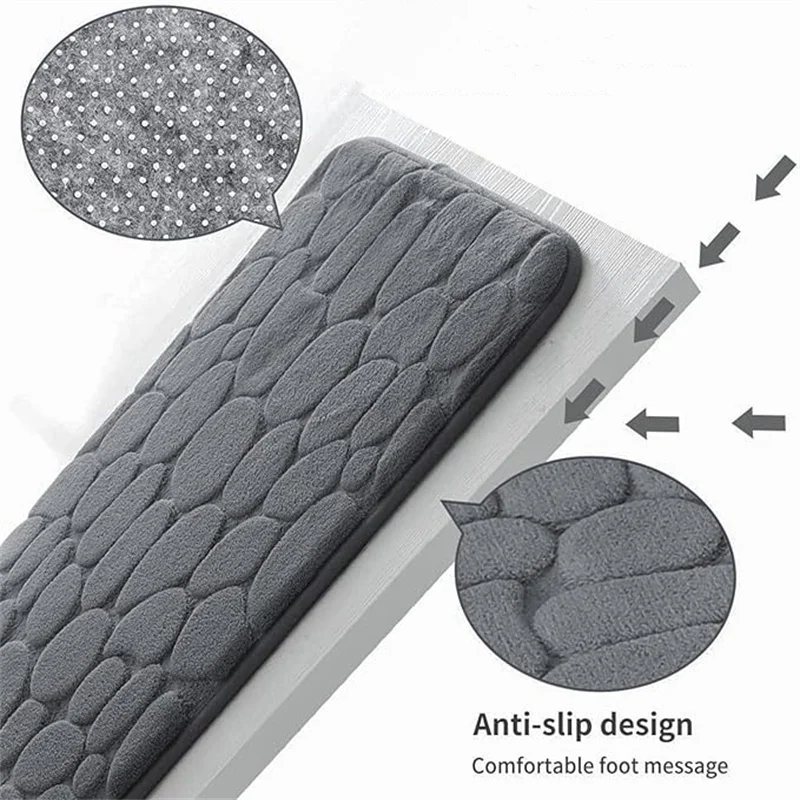 Cobblestone Embossed Bathroom Bath Mat Non-slip Carpets In Wash Basin Bathtub Side Floor Rug Shower Room Doormat Memory Foam Pad