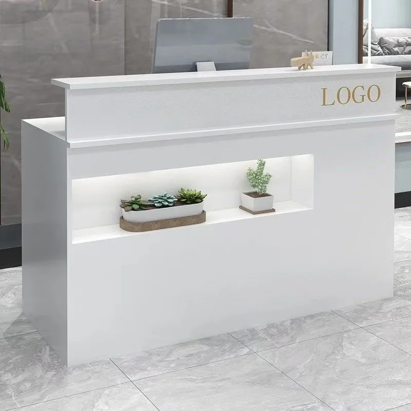 Modern Minimalist Small Paint Wood Metal Cash Register Beauty Salon Bar Reception Desk Custom Color Front Desk