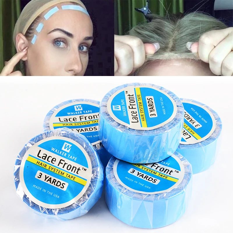 Nastro adesivo per parrucca nastro biadesivo blu in pizzo frontale nastro di estensione per capelli forte per Toupee Hairpiece frontale