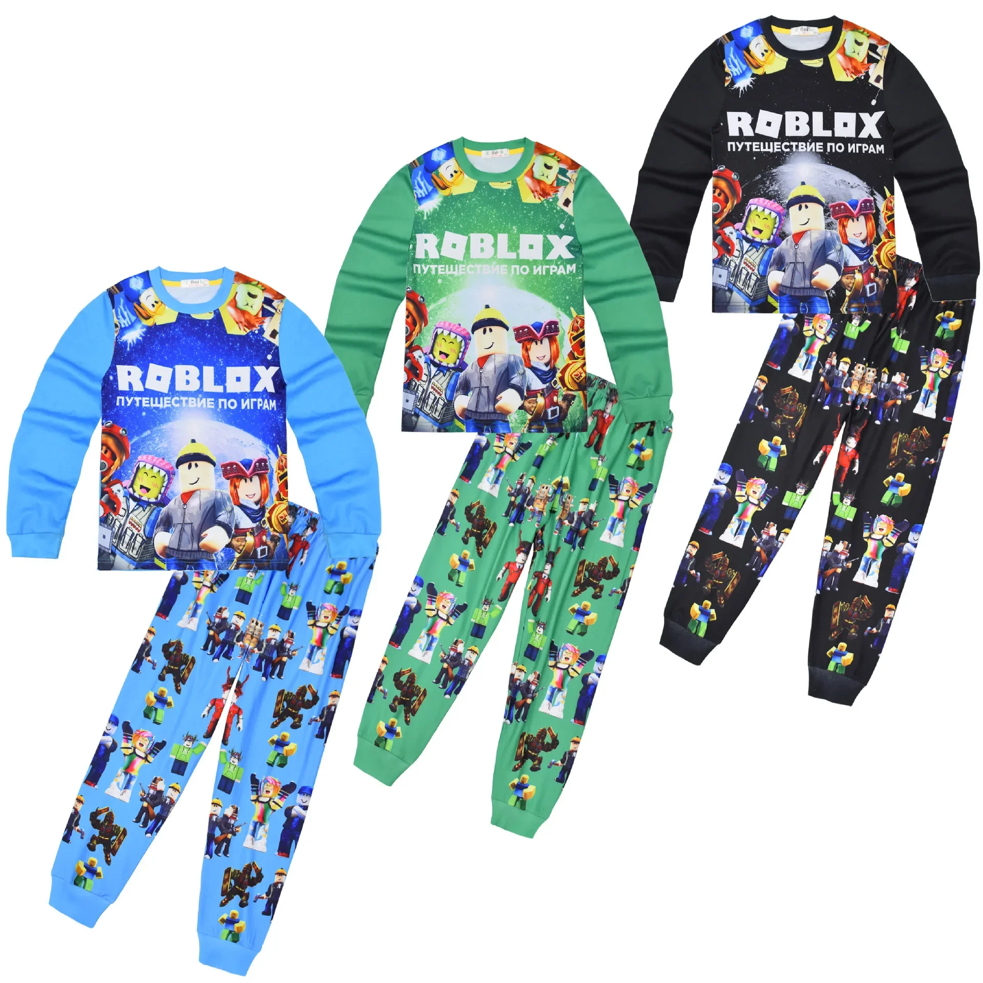 Game Roblox Clothing Middle and Big Kids Homewear Suit Long-sleeved Two-piece Pajamas Birthday Gift For Girls Kids Boys