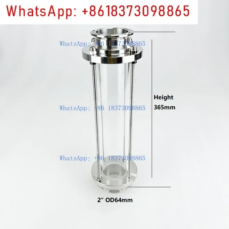 2 "OD64mm ملف تبريد المقطر ثلاثي المشبك مع 2" الديوبتر الزجاجي البصر ، جهاز ديفليغماتور ، ارتداد ، مكثف ، فولاذ صحي 304