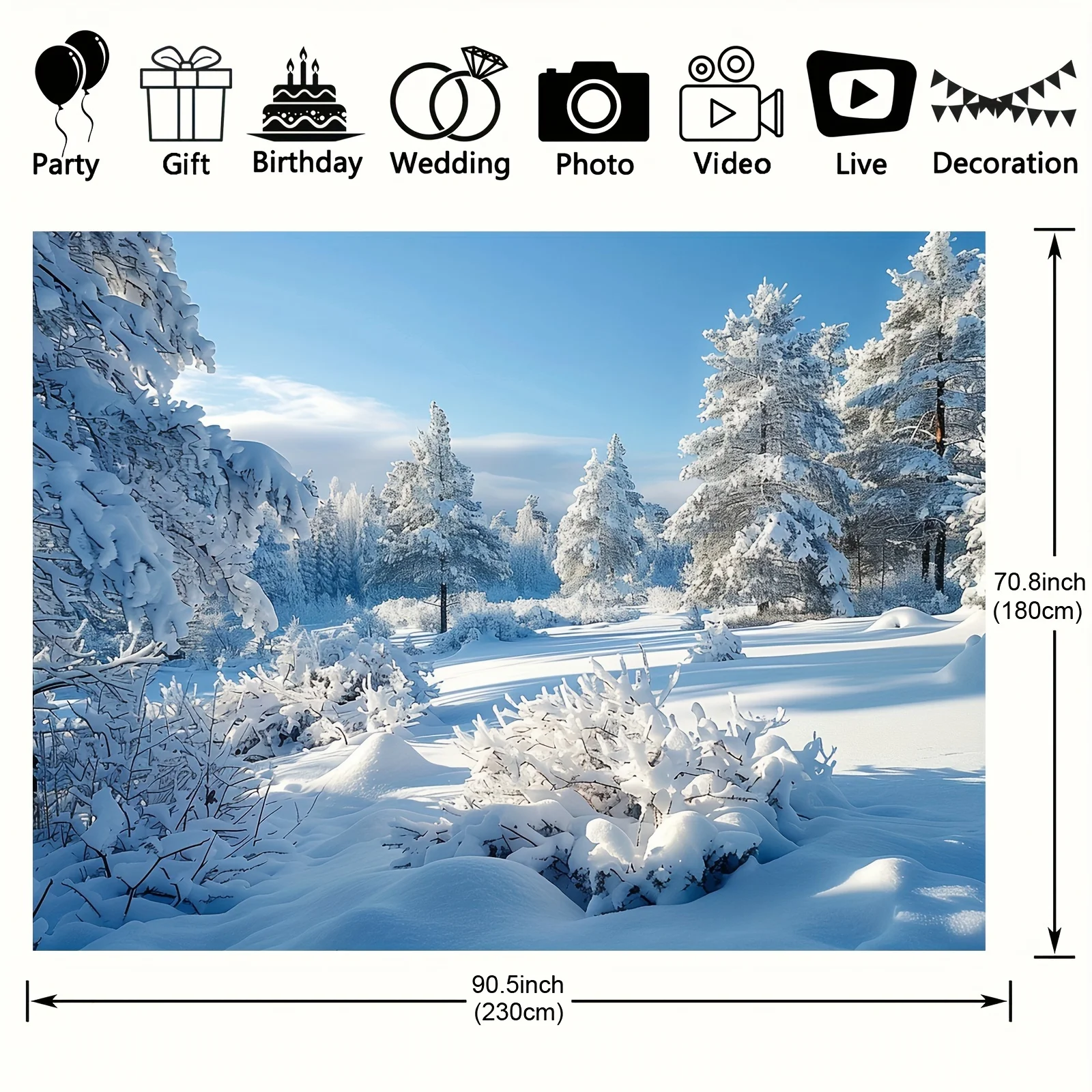 Winter Wonderland Photography Background - Snowy forest scenes, perfect for birthdays and multi-purpose occasions