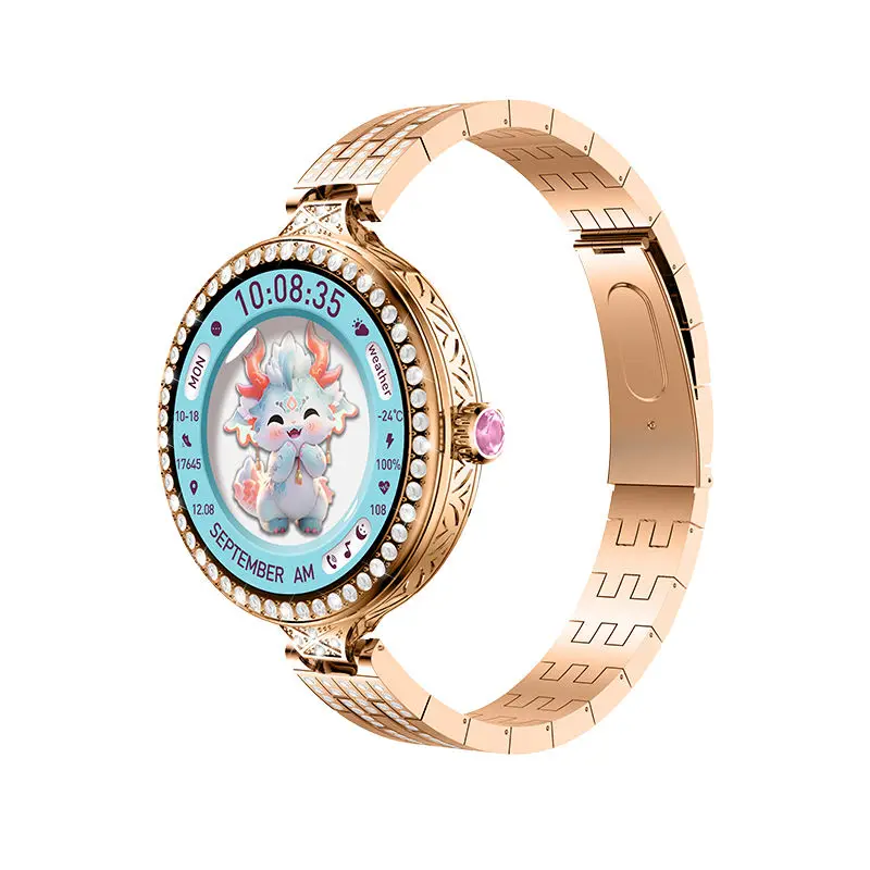 

HW16 mini Smart Watch Ladies Diamond Steel 1.32inch Screen Waterproof NFC Smartwatch for Women Fashion Jewelry Set