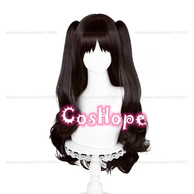 2025 Tohsaka Rin 80 سنتيمتر مع ذيل حصان مزدوج شعر مستعار أسود تأثيري أنيمي مقاومة للحرارة بيروكات صناعية