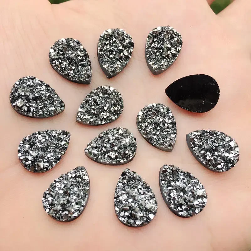 Diy 50PCS 9*13mm glitters AB Colors Mineral Surface Resin Rhinestone Flatback Cabochon Stone DIY Wedding Decoration Crafts -A57