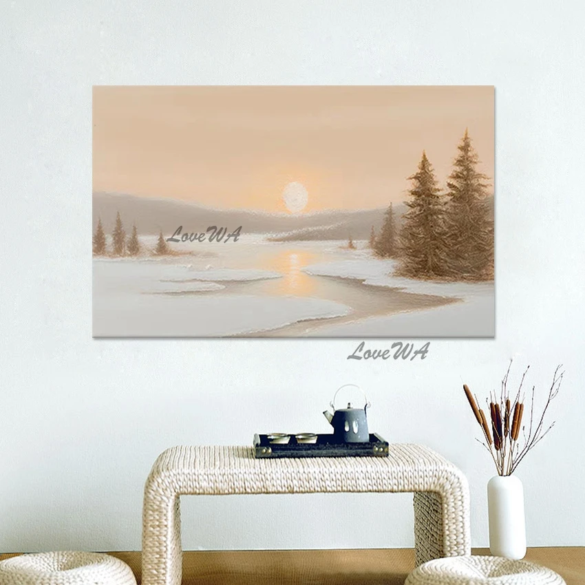 

3D Natural Scenery Oil Painting New Design Christmas Wall Decor Linen Canvas Art Frameless Abstract Sunset Landscape Picture