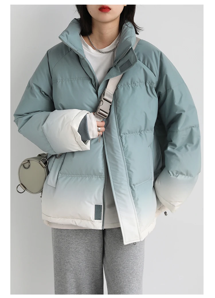 CHIC VEN Women's Down Coat Reflective Gradient Thickened Women Bread Coats 90 White Duck Down Jacket Warm Overcoat Winter 2024