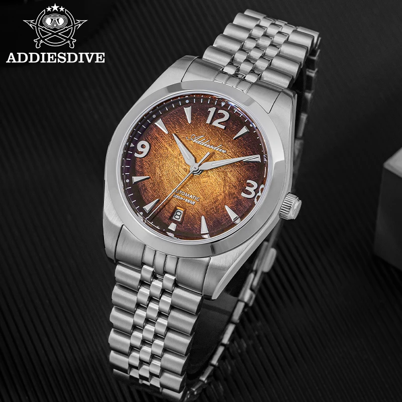 ADDIESDIVE Automatic Mechanical Watch 316L Stainless Steel Calendar 316L Stainless Steel 200M Waterproof Diving Men's Watch