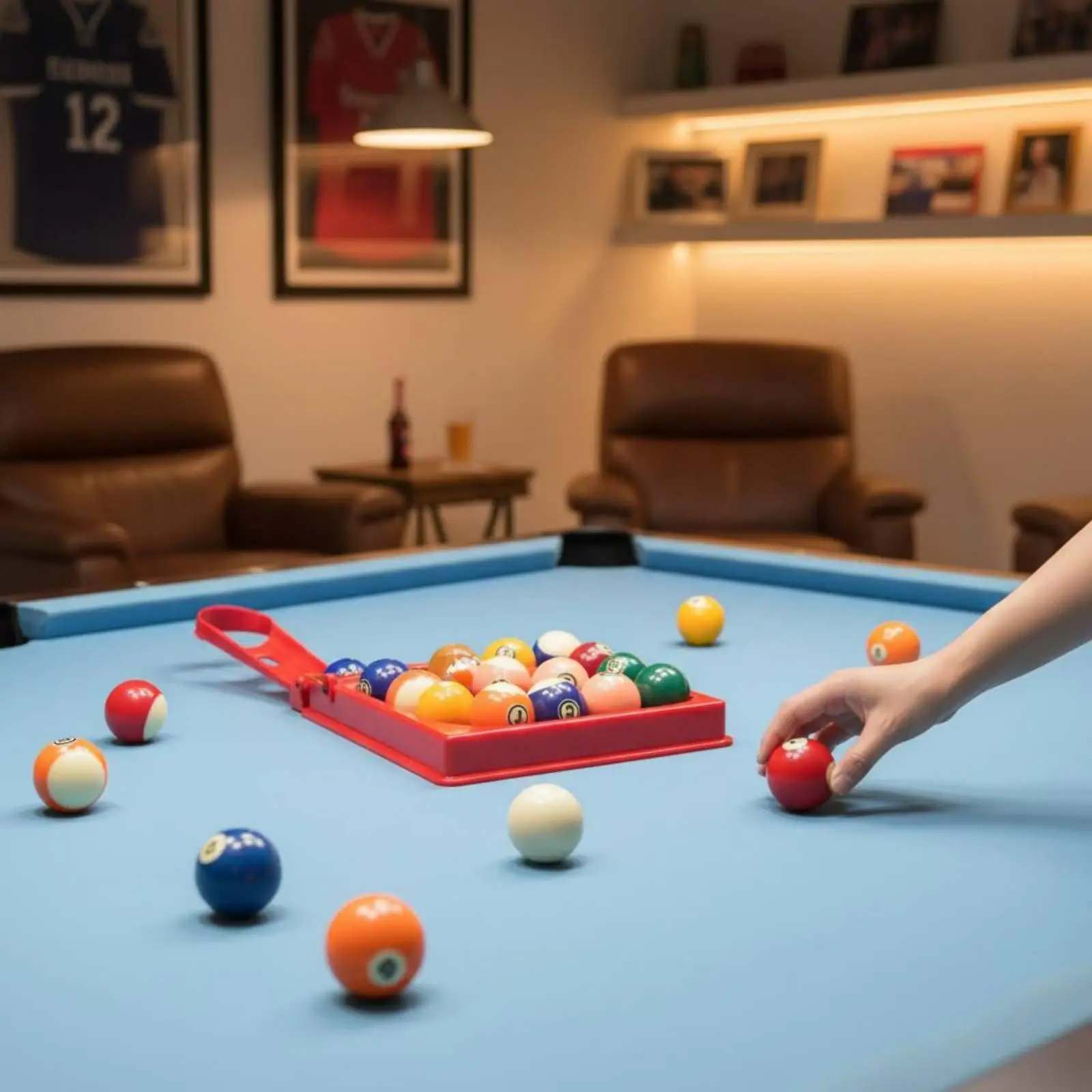 Automatic Billiard Rack Resin Ball Setter Organized Smart Device for Consistent Snooker Practice Table Use
