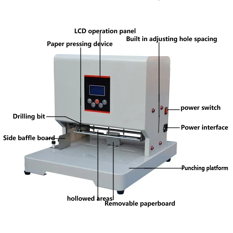 Small Upgrade Automatic Three Hole File Binding Machine Adjustable Hole Spacing Hollow Drilling Machine QY-860S QY-850K