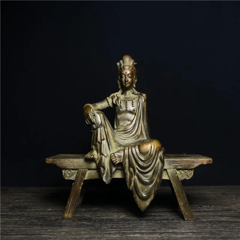 

Antique Miscellaneous Retro Bench Guanyin Bodhisattva/Buddha Statue Free Guanyin Statue Feng Shui Worship Decoration Large