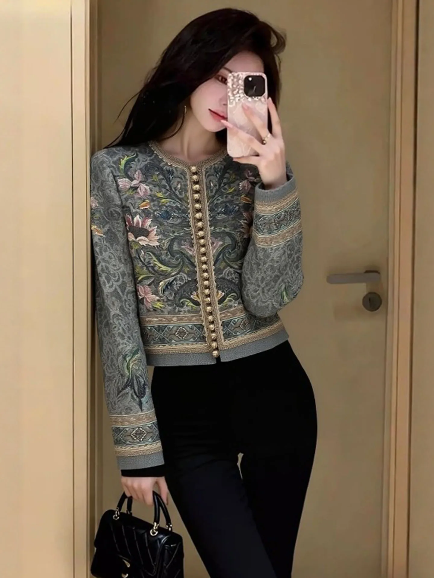 

Женская модная куртка с принтом в китайском стиле, новинка весенней коллекции, в национальном стиле, приталенная, для женщин