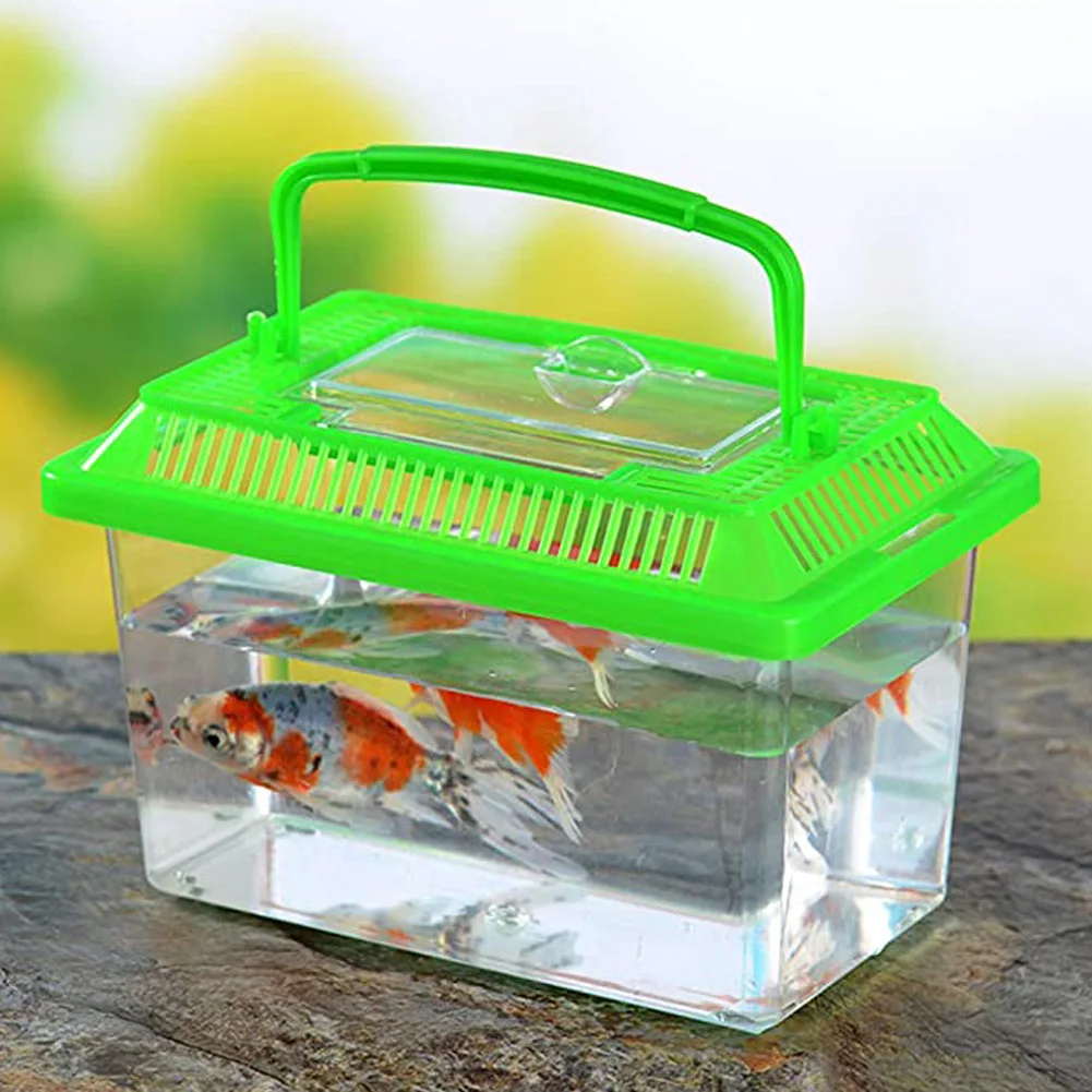 Portable Pet Breeding Box Transparent Tortoise Cylinder Goldfish Bowl Random Color Wholesale