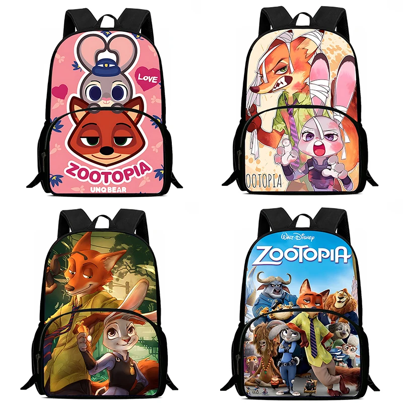 Cartoon Cute Zootopias Backpacks Boys and Girls Student Birthday Gift Child School Bags Large Capacity Camping Durable Rucksack