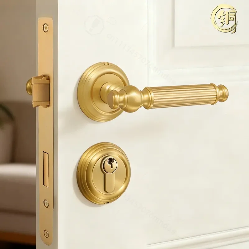 French Light Luxury Gold Bedroom Interior Door Lock High End Double Opening Office Villa Meeting Room Door Handle
