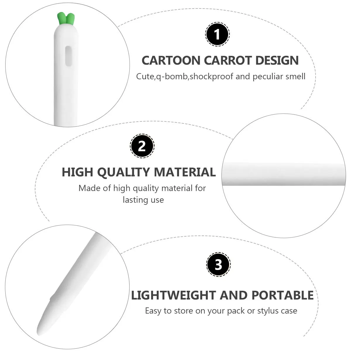 

Carrot Shaped Silicone Stylus Sleeve Cover Anti-Slip Grip Scratch Protection Shock Resistant Compatible Pencil 2