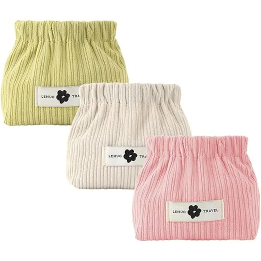 

Cute Mini Shrapnel Bag Corduroy Soft Lipstick Purse Solid Color Cosmetic Bag Girl