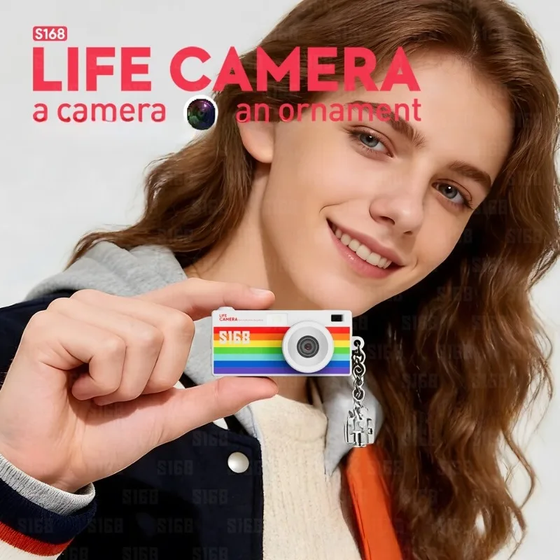 S168 2K Portable Mini Keychain Camera Digital Camera Keychain Retro Digital Camera Pocket Video Recorder Flash Lamp Kids Gift