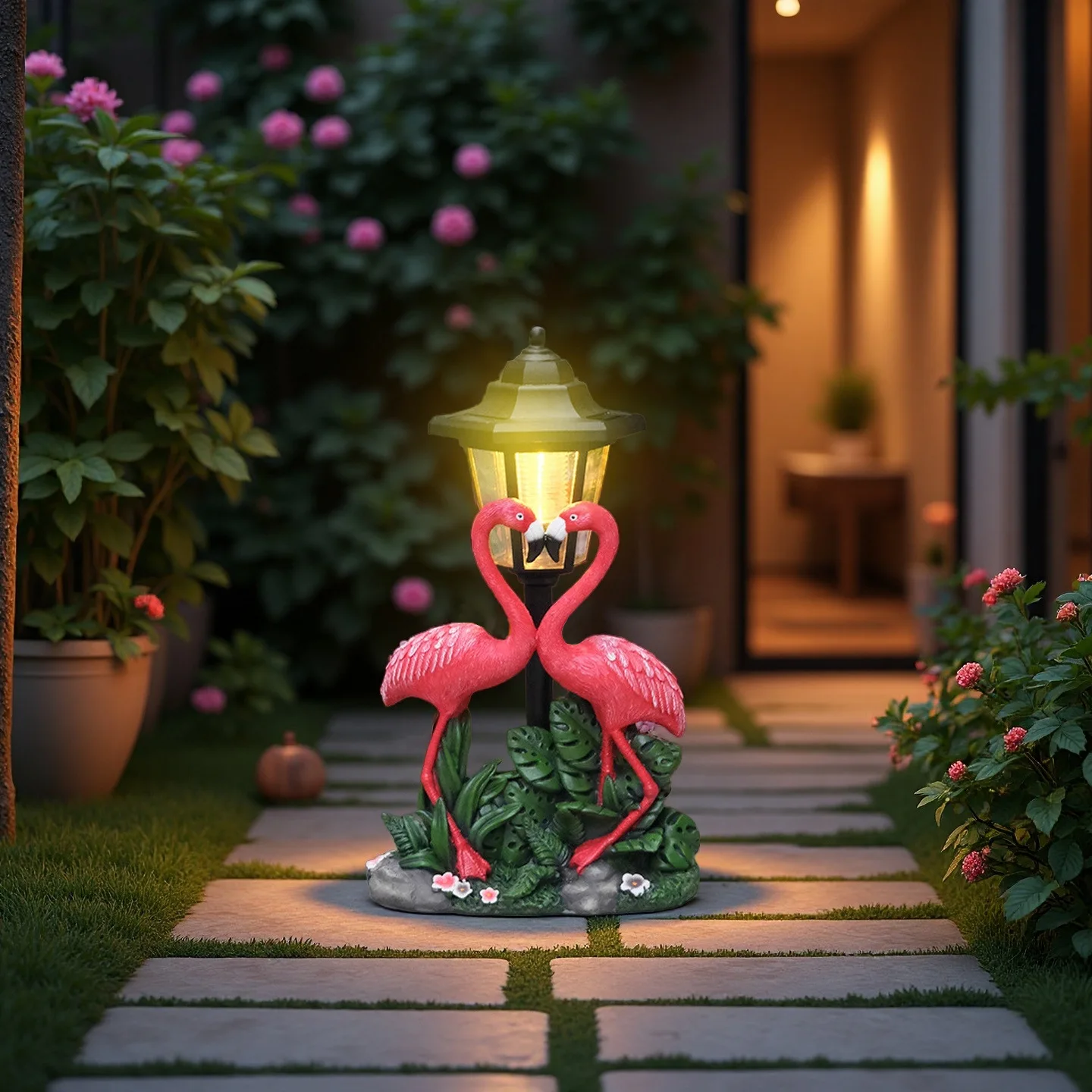 Solar Flamingo Light LED Outdoor Courtyard Lamp Garden Light Waterproof Stake Light Pathway Decor Solar Patio Ground Lantern