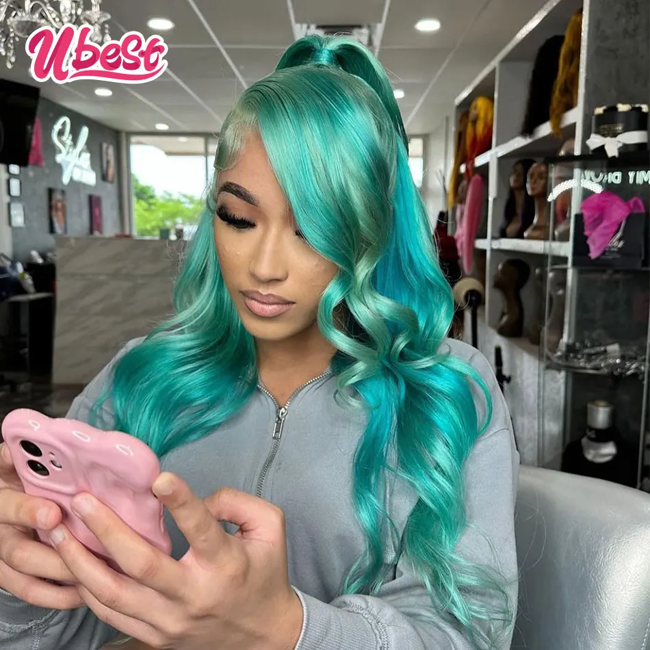 

13X6 Turquoise Cyan Green613 Wig Human Hair Colored Body Wave 13x4 Lace Front Human Hair Wigs for Women Wigs Human Hair