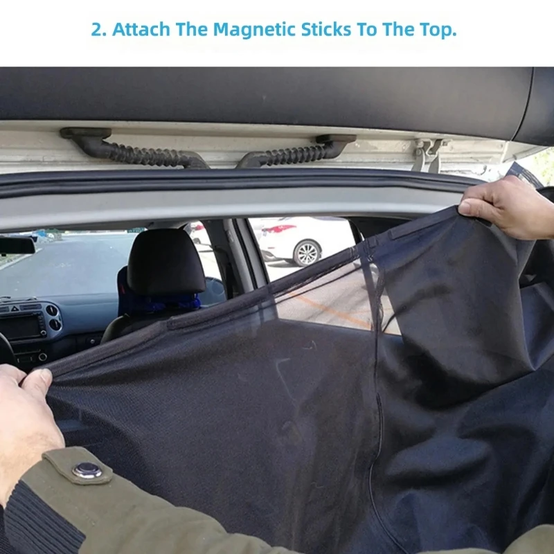 Tailgate Vehicle Screen with Fastening, Mesh That Lets Air Pass, and Split Opening for Convenient Access
