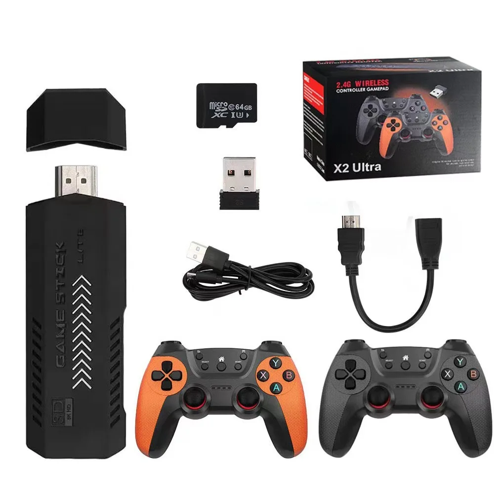 Nouveau X2 PRO Console de jeu rétro 4K HDMI 60FPS 41,000 + jeux rétro 128GB carte TF contrôleurs sans fil