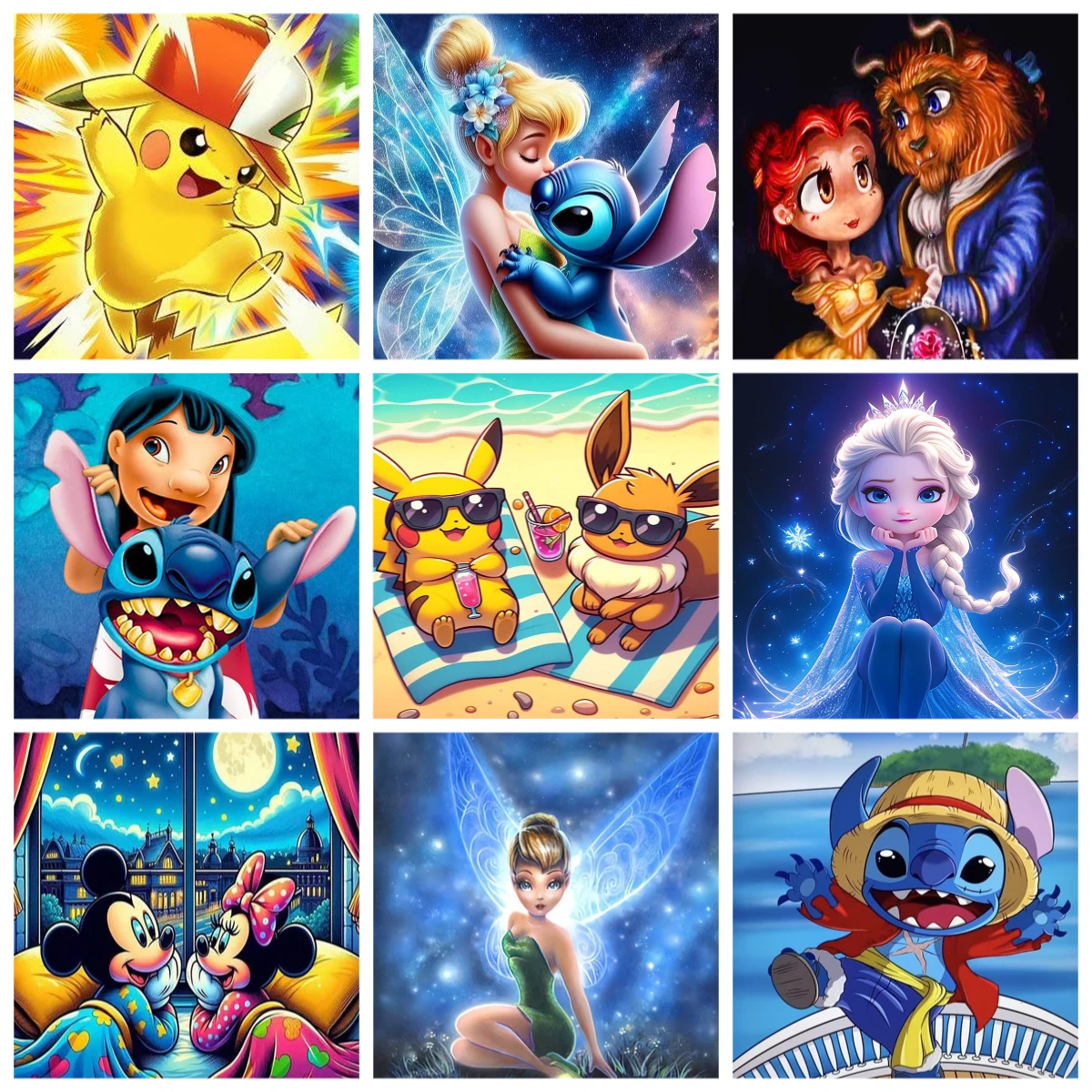 

Картина маслом своими руками по номерам Лило и Стич, украшение для дома, настенный декор для гостиной, лучший подарок, безрамный