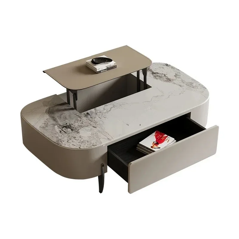 

Lifting coffee table Multifunctional storage Simple designer rectangular rock slab coffee table
