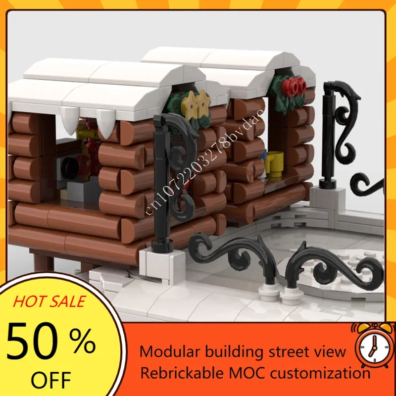 714 elementów Zimowa wioska Łyżwiarstwo figurowe Modułowy MOC Kreatywny widok ulicy Model Klocki Konstrukcyjne Architektura DIY Model Zabawki Prezenty