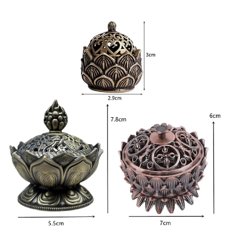 مبخرة زهرة اللوتس ، حامل البوذية ، مبخرة خشب الصندل الصغيرة ، حرفة معدنية ، ديكور منزلي