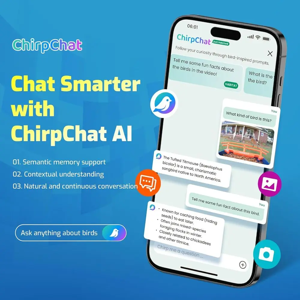 وحدة تغذية الطيور الذكية مع كاميرا، تعمل بالطاقة الشمسية، تحديد الذكاء الاصطناعي المجاني لالتقاط الفيديو التلقائي ومغذيات الطيور الفيديو بدقة 2K للأماكن الخارجية مع S #5