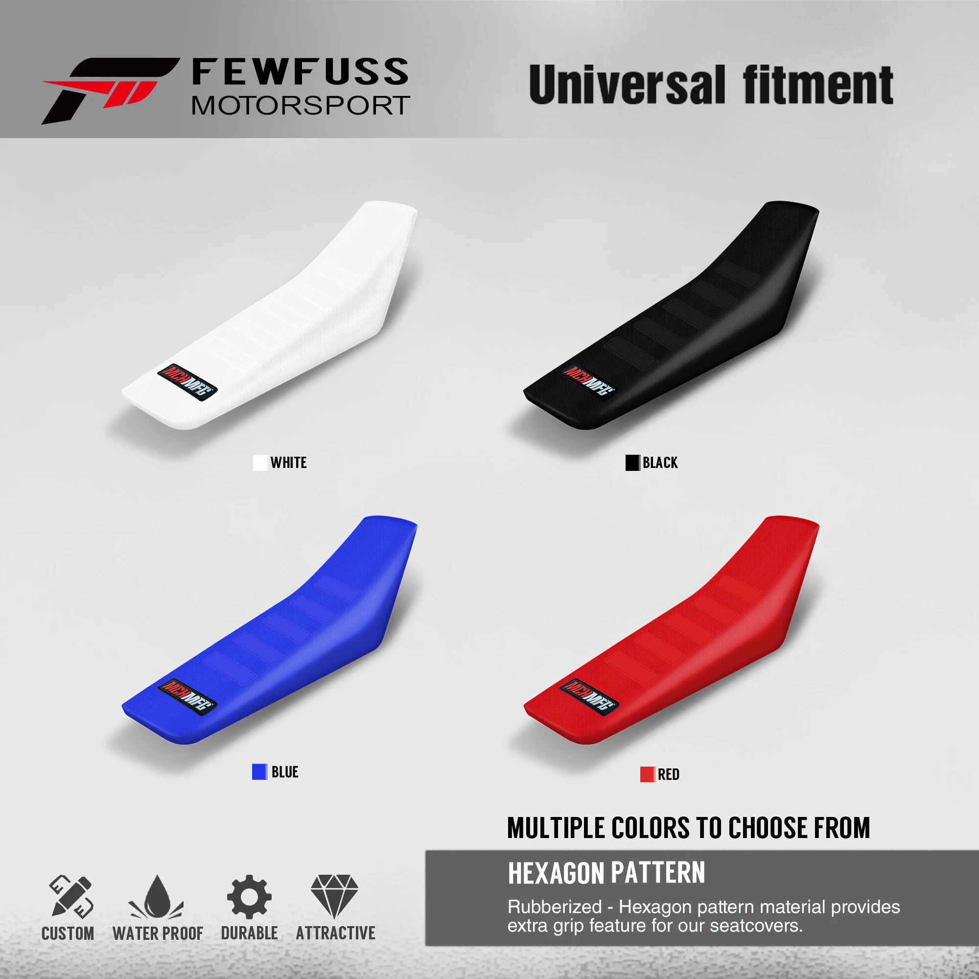 FEWFUSS دراجة نارية وسادة مقعد بيضاء الساخن ختم كرة السلة نمط مقاوم للماء حماية مكافحة زلة غطاء مقعد ل SX CRF YZF #4