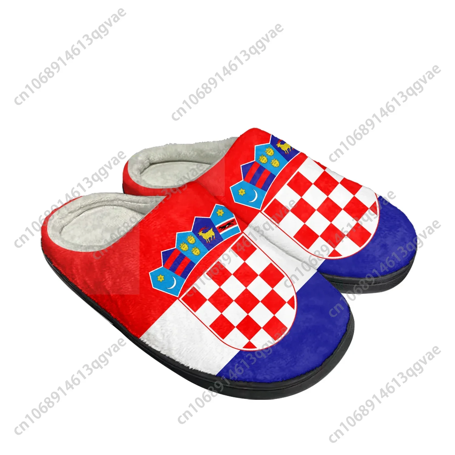 Croatian Flag Home Cotton Custom Slippers Mens Womens Sandals Croatia Plush Bedroom Casual Keep Warm Shoes Thermal Slipper