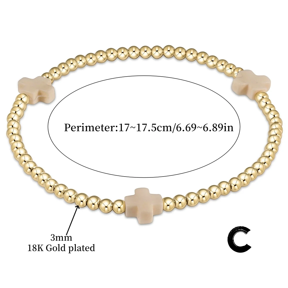 Großhandel Kreuz-Armband Stapelbare Designer-Armbänder für Frauen 18K Vergoldet Wasserdichter Schmuck Boho Sommer Strand Pulseras – Detail 4