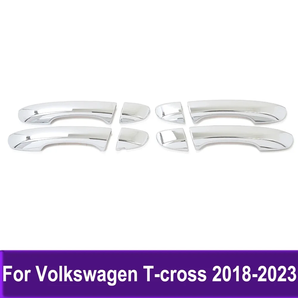 Chrome Side Door Handle Cover Trim For Volkswagen VW T-Cross TCROSS 2018-2020 2021 2022 2023 Styling Accessories Sticker