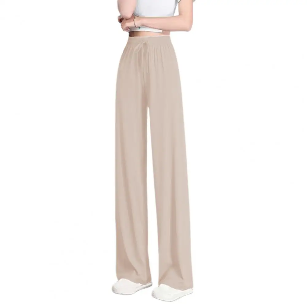 

Women Loose Fit Pants Comfortable Women's Elastic High Waist Drawstring Pants Loose Fit Solid Color Trousers Versatile Wide Leg