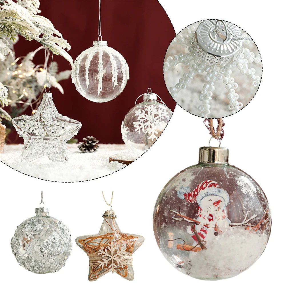 1pcs 8/9/10cm Christmas Decoration Transparent Glass Ball With Diamonds Ornaments Xmas Tree Hanging Pendants Home Party Decors