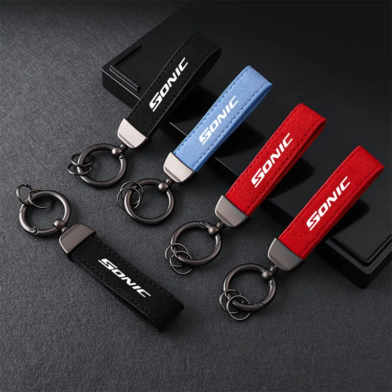 Anti-lost Metal Keychain Buckle Suede Leather Car Styling keychain For Chevrolet Sonic 2012 2013 2014 2015 2016 2017