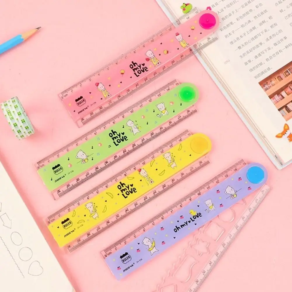 Hoạt Hình Đồ Dùng Học Tập Trong Suốt Sinh Viên Acrylic Đa Chức Năng Sáng Tạo Văn Phòng Phẩm Gấp Gọn Thước Dụng Cụ Vẽ