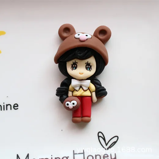 Cartoon Fridge Magnet Cute Little Girl Resin Refrigerator Magnets Lovely Princess Wearing A Hat Magnet Home Decor Accessories
