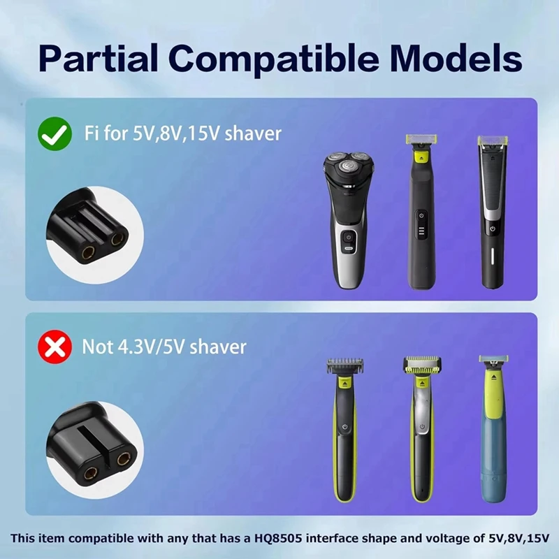 15V HQ8505 Type-C Shaver Adapter Charging Converter For  Norelco One Blade Pro QP6520 QP6530 QP6510 Beard Trimmer-B27C