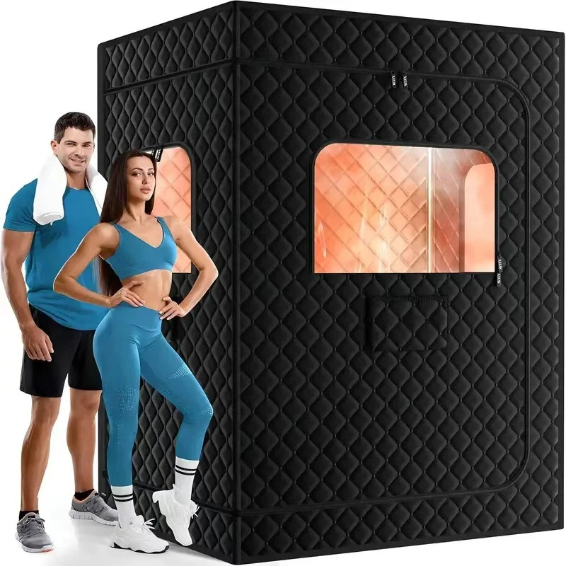 2-Personen-Dampfsauna-Zelt – verbesserte große Saunabox, 2 Dampfkörbe, 2 Klappstühle mit Fernbedienung - 2 person sauna tent