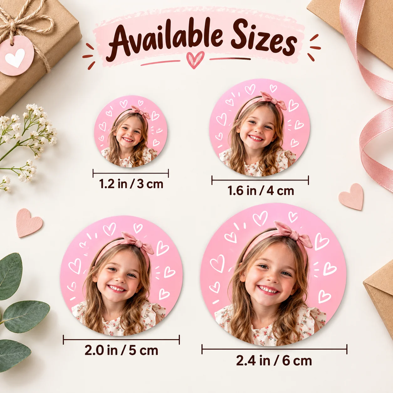 Custom Round Stickers Personalized Photo Self Adhesive Labels Waterproof Vinyl for Birthday Party Favor Gift Wrap Decor