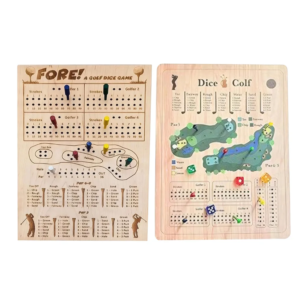 Dice Golf Game Wooden Tabletop Portable Fun Challenging Golf Dice Games Travel Game Great Gift for Golfers Friends and Kids