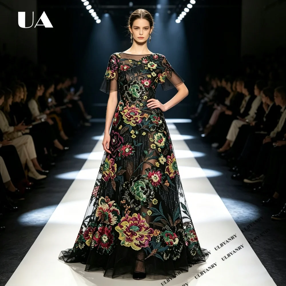 2026 New Exquisite A-line Embroidery Evening Dress for Woman, Fashionable Boat Neck Prom Dress, Customized Sequins Party Dress