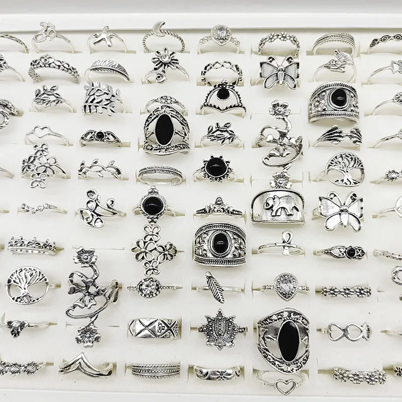 خواتم الاصبع انقطاع خمر للحزب ، المينا السوداء ، زهرة الاكريليك ، ورقة ، حلقة مشتركة فراشة كبيرة ، موضة جديدة ، وتجارة الجملة ، 50 قطعة ، مجموعة #2