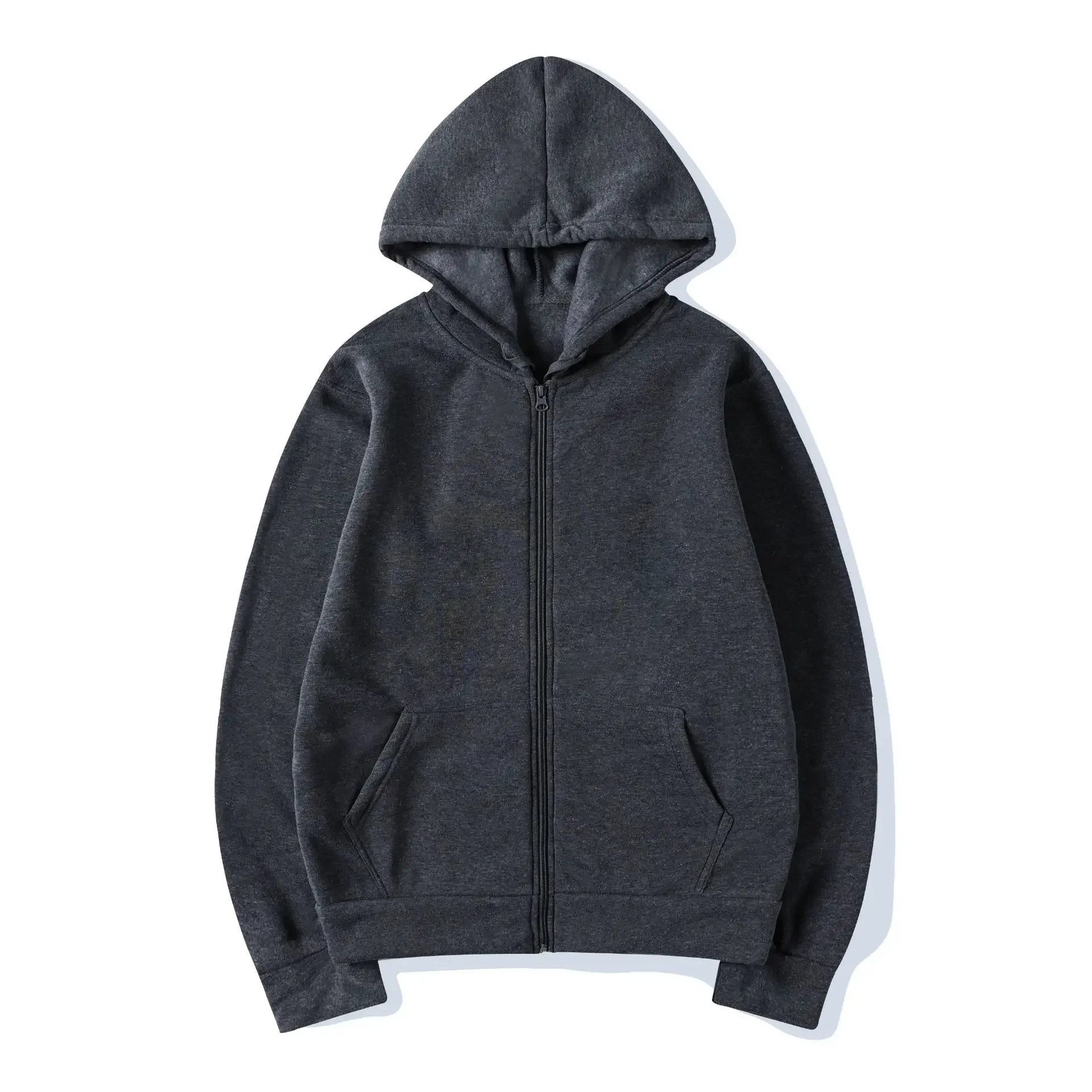 2026 Spring and Autumn New Style Male and Female Couple Zipper Hoodie Casual Solid Color Jacket Outdoor Street Sportswear view 2