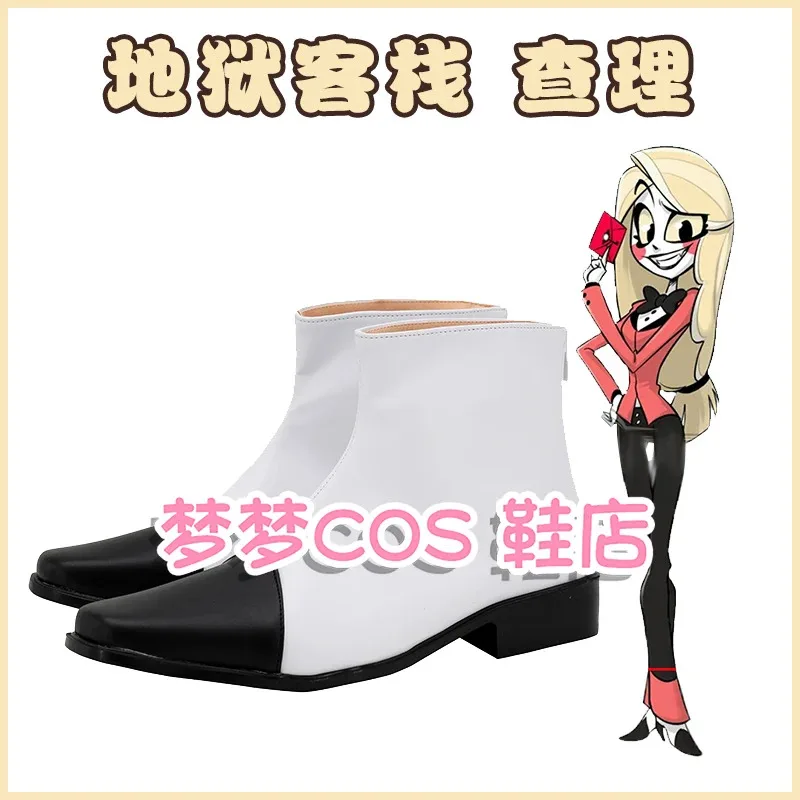 

Сапоги для косплея Хазбина Чарли, белые и черные кожаные туфли для отеля, сапоги для косплея из фильмов и аниме на Хэллоуин