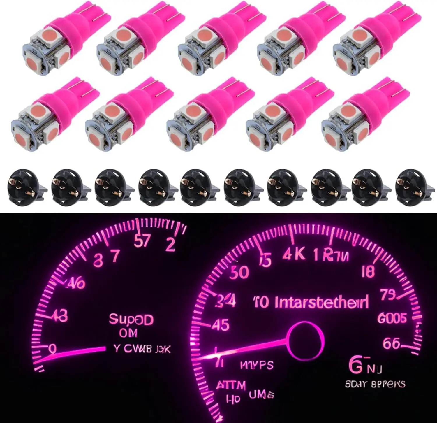 

T10 194 168 LED Bulbs for Dashboard Instrument Cluster, Pink/Purple Gauge Lights, 10 Pack